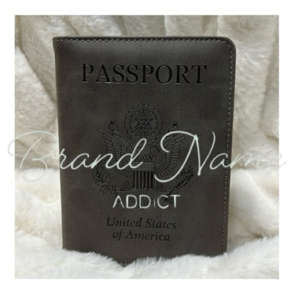 Passport Other - Gray Basic Faux Leather USA Passport Wallet
